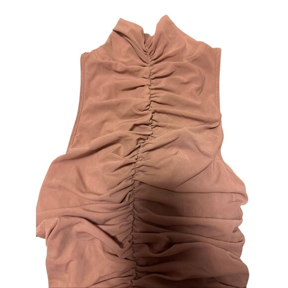 House of CB Bodycon ruched high neck mesh dress - EUC - Picture 3 of 6